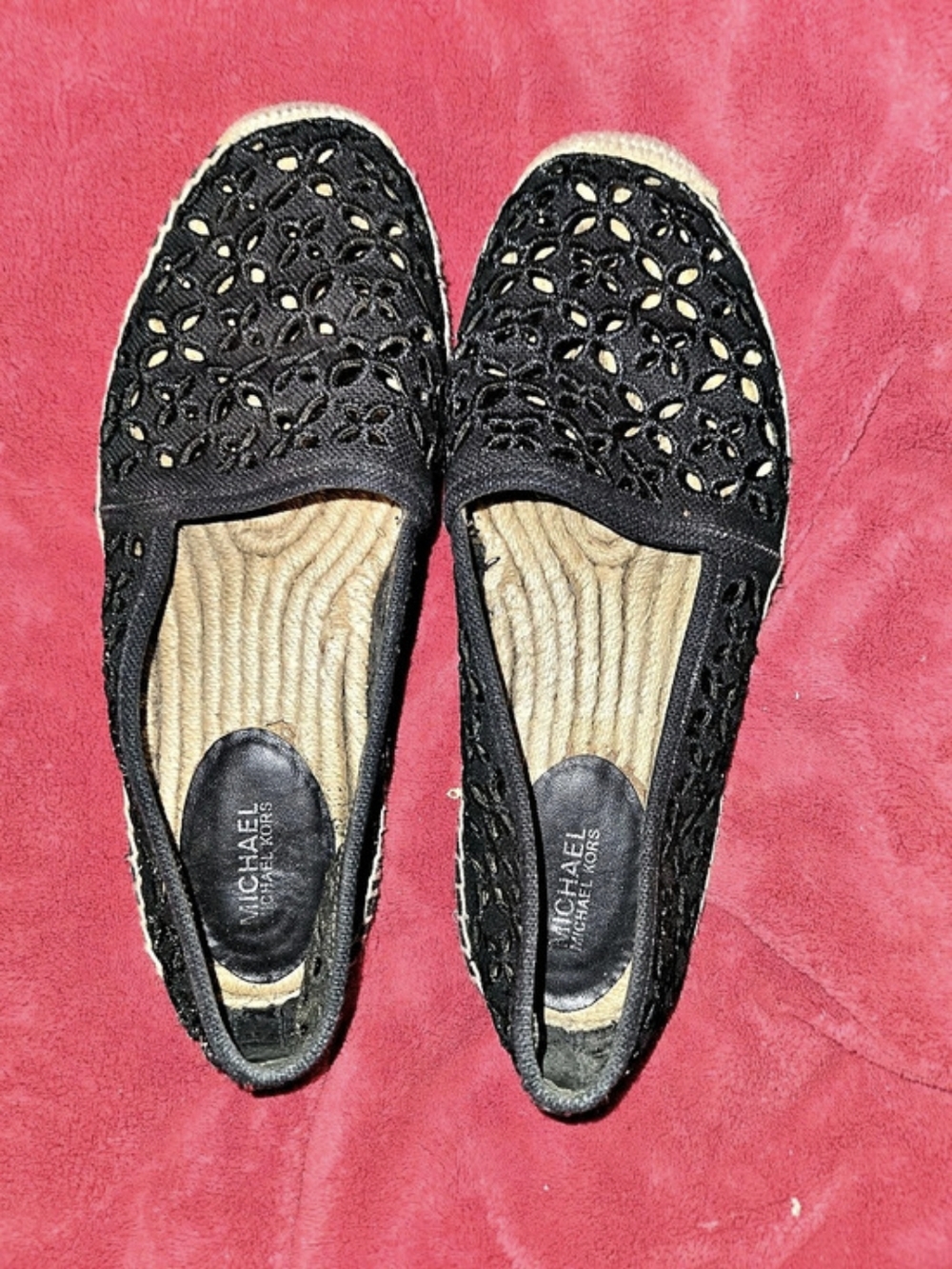 Michael Kors Darci Cutout Eyelet Espadrille Flat Flats Black